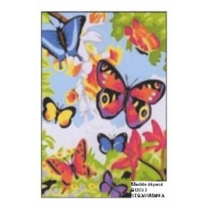 Papillons Strass  FOND TOILE DECOREE SUR CADRE BOIS 40 X 30 CM