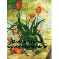 Bouquet de tulipes TOUT STRASS 40 x 30 cm SUR CADRE BOIS